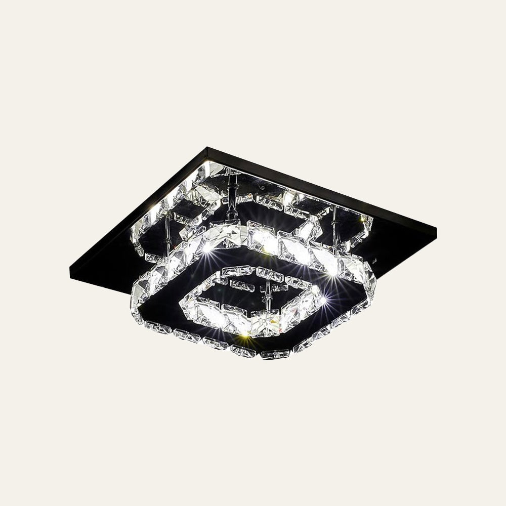 Flush Mount Ceiling Light with Faceted Crystal Blocks and Integrated LED - Image 14