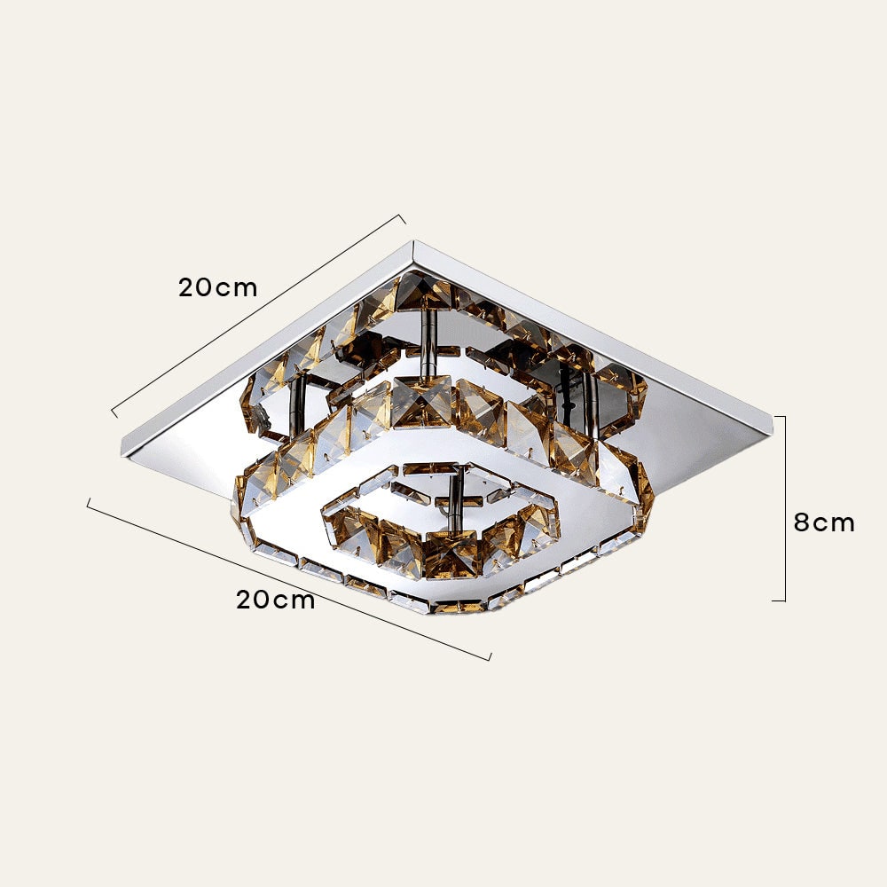 Flush Mount Ceiling Light with Faceted Crystal Blocks and Integrated LED - Image 3