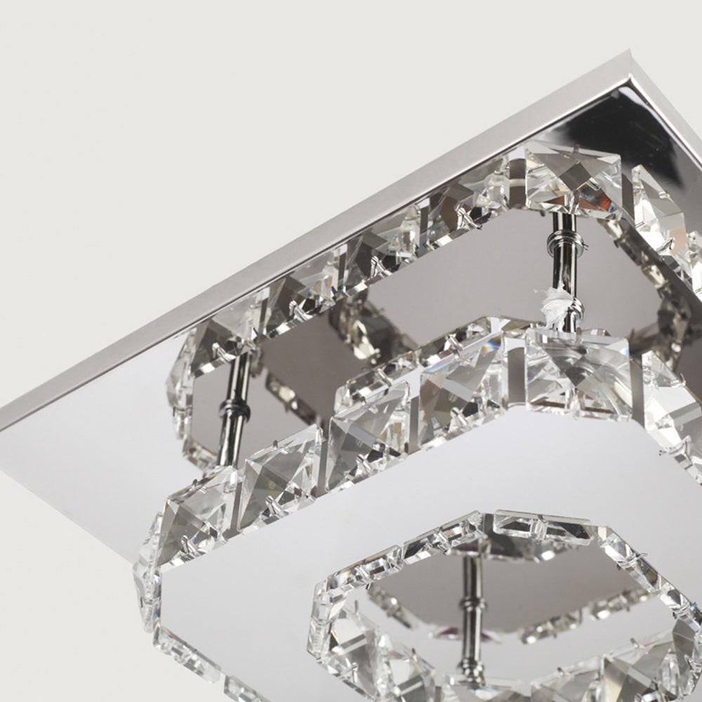 Flush Mount Ceiling Light with Faceted Crystal Blocks and Integrated LED - Image 5
