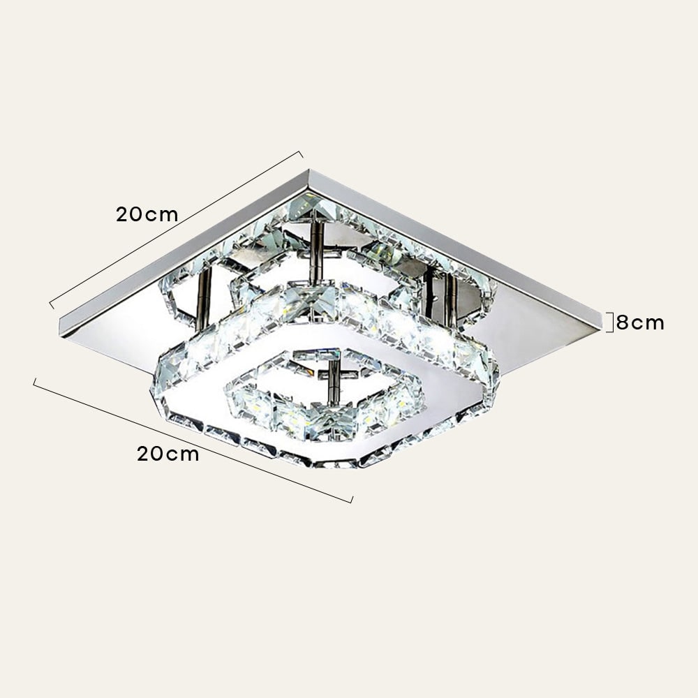 Flush Mount Ceiling Light with Faceted Crystal Blocks and Integrated LED - Image 7