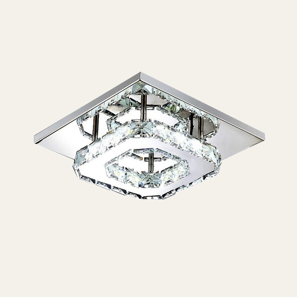 Flush Mount Ceiling Light with Faceted Crystal Blocks and Integrated LED - Image 8