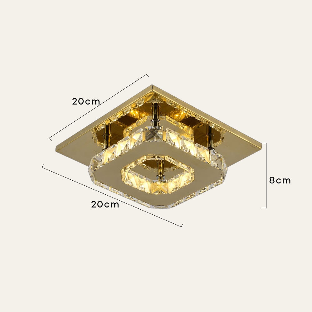 Flush Mount Ceiling Light with Faceted Crystal Blocks and Integrated LED - Image 9