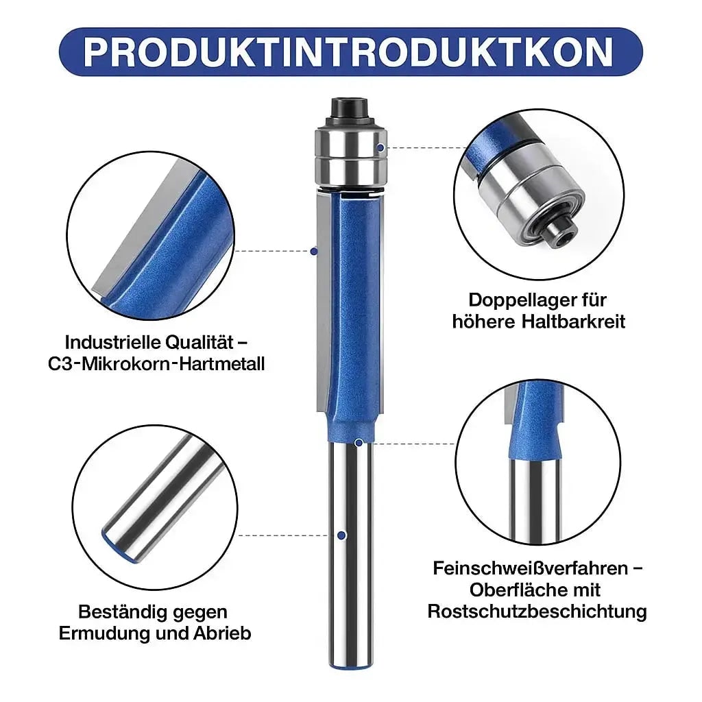 Flush Trim Router Bits Set with Top Bearing Double Carbide Blades for Wood Tool - Image 2