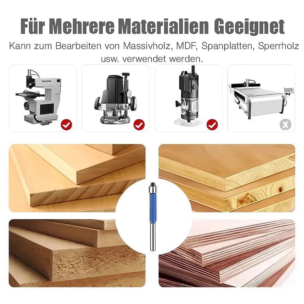Flush Trim Router Bits Set with Top Bearing Double Carbide Blades for Wood Tool - Image 5