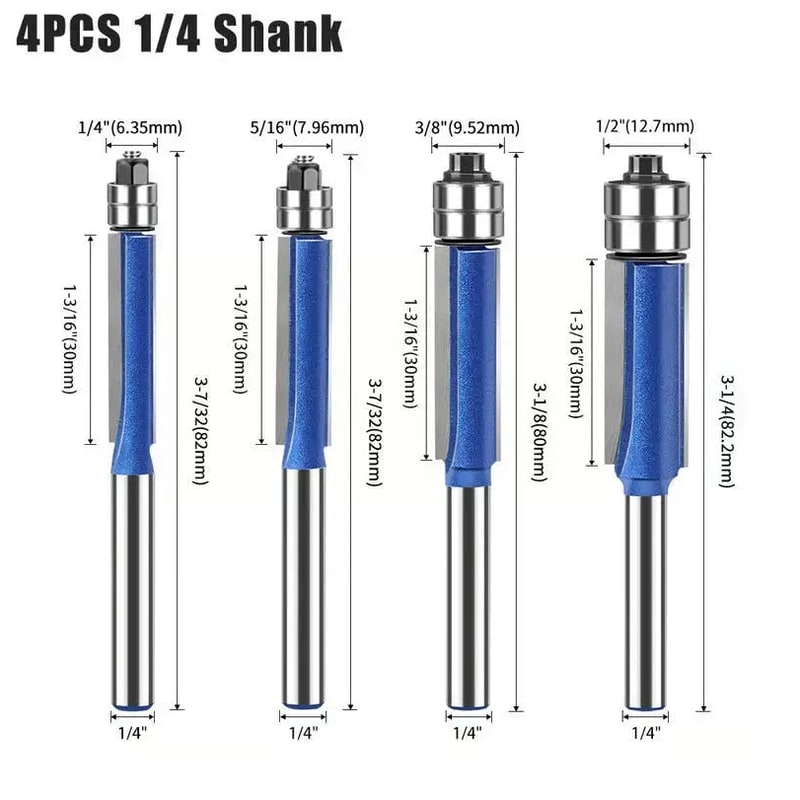 Flush Trim Router Bits Set with Top Bearing Double Carbide Blades for Wood Tool - Image 7