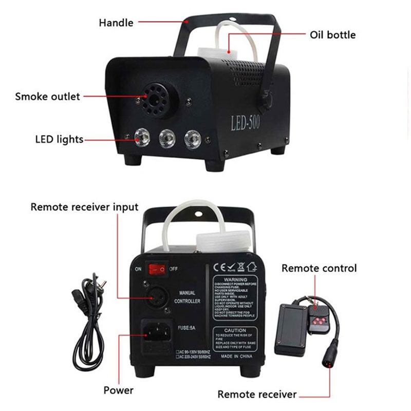 Fog Machine with Liquid Smoke Juice Portable LED Remote Stage Effects Halloween - Image 2