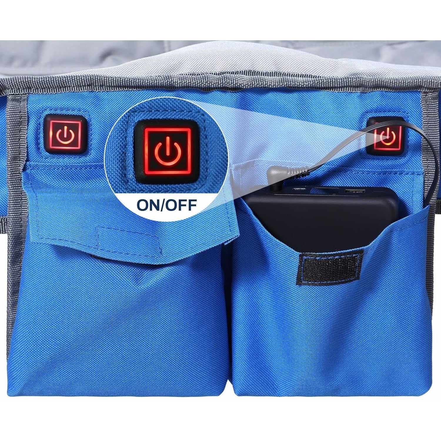 Foldable Double Collapsible Camping Chair with Heated Battery Pack and Cup Holder - Image 6