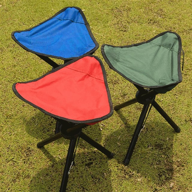 Folding Collapsible Foldable Step Stool with Tripod Legs and Triangular Fabric Seat 100kg Capacity - Image 2