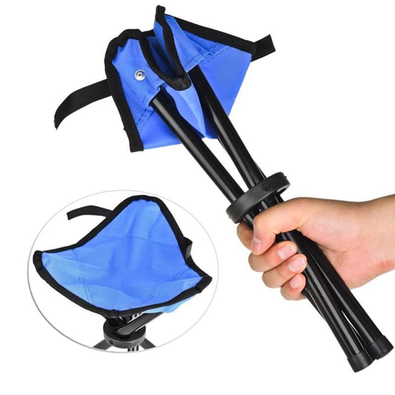 Folding Collapsible Foldable Step Stool with Tripod Legs and Triangular Fabric Seat 100kg Capacity - Image 5