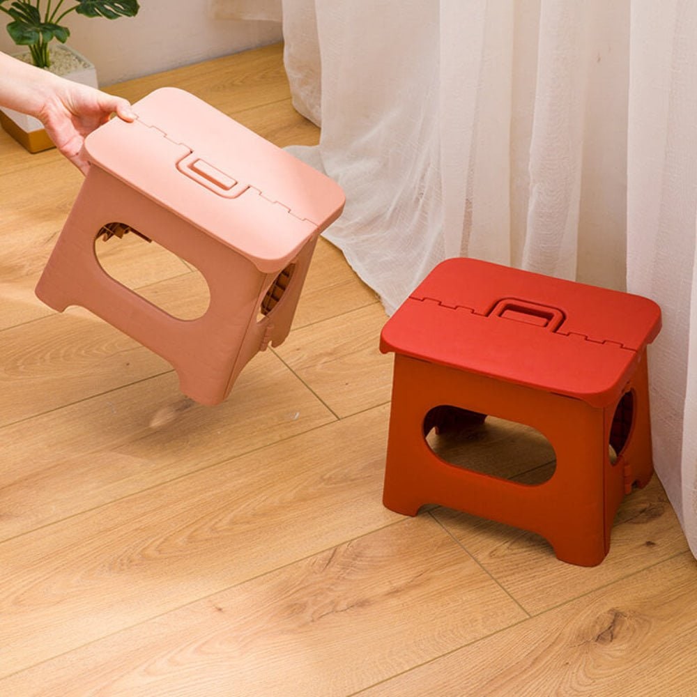 Folding Step Stool with Handle Portable Plastic Design for Kitchen and Bathroom - Image 4