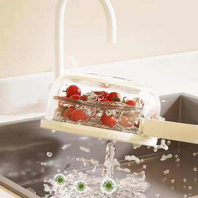 Food Storage Container Fruit Colander with Stackable Plastic Design and Folding Handle - Image 3