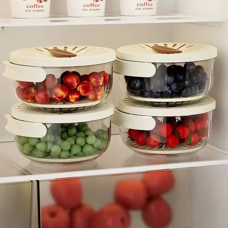 Food Storage Container Fruit Colander with Stackable Plastic Design and Folding Handle - Image 4