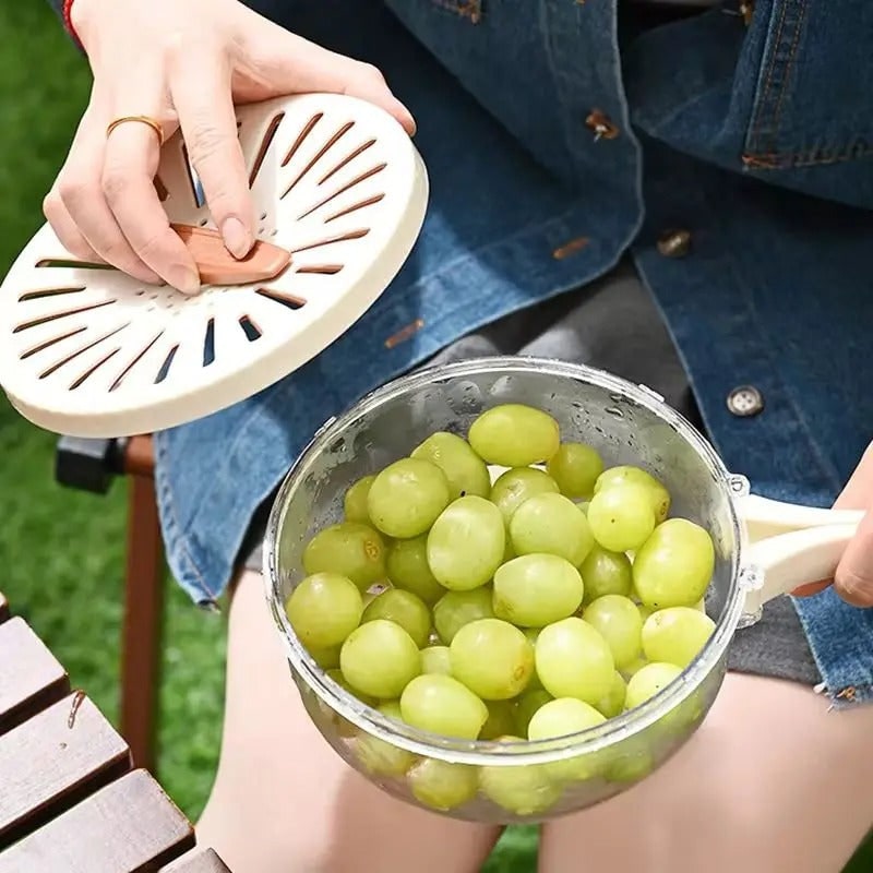 Food Storage Container Fruit Colander with Stackable Plastic Design and Folding Handle - Image 5