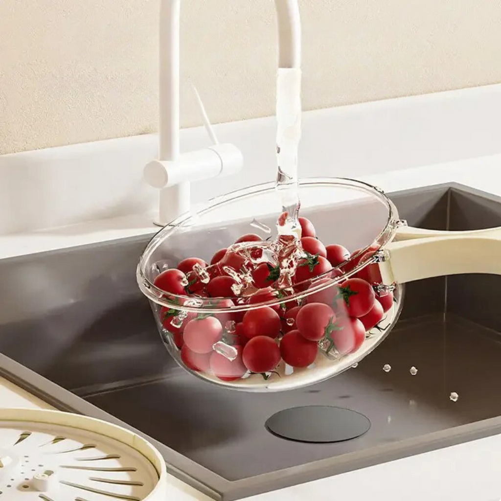 Food Storage Container Fruit Colander with Stackable Plastic Design and Folding Handle - Image 6
