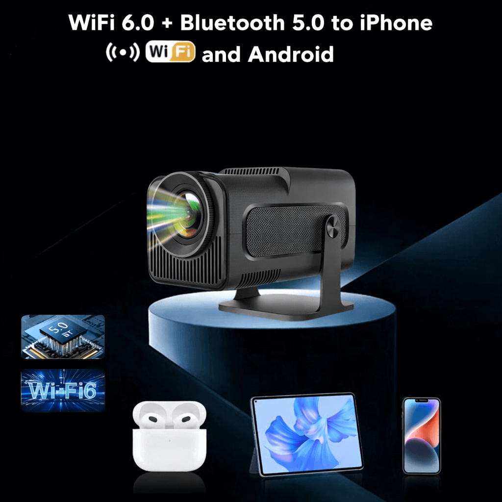 Full HD Mini Projector Wireless Portable Rotating Stand Remote Control Tabletop Smart - Image 5