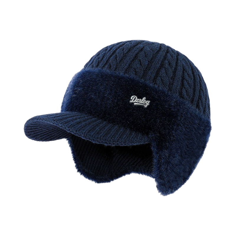 Fur Trapper Hat Winter Ear Flap with Cable Knit and Faux Trim - Image 4