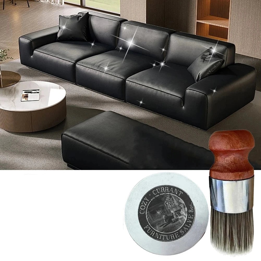 Furniture Salve Applicator Leather Care Conditioner Metal Tin Wooden Handle Polish - Image 2