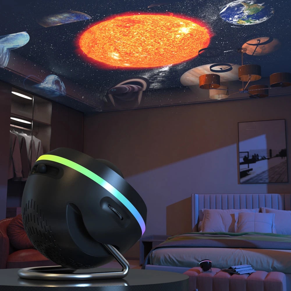 Galaxy Projector Stand Timer Ambient Light Spherical LED Ring Adjustable Tilt Night Sky - Image 2