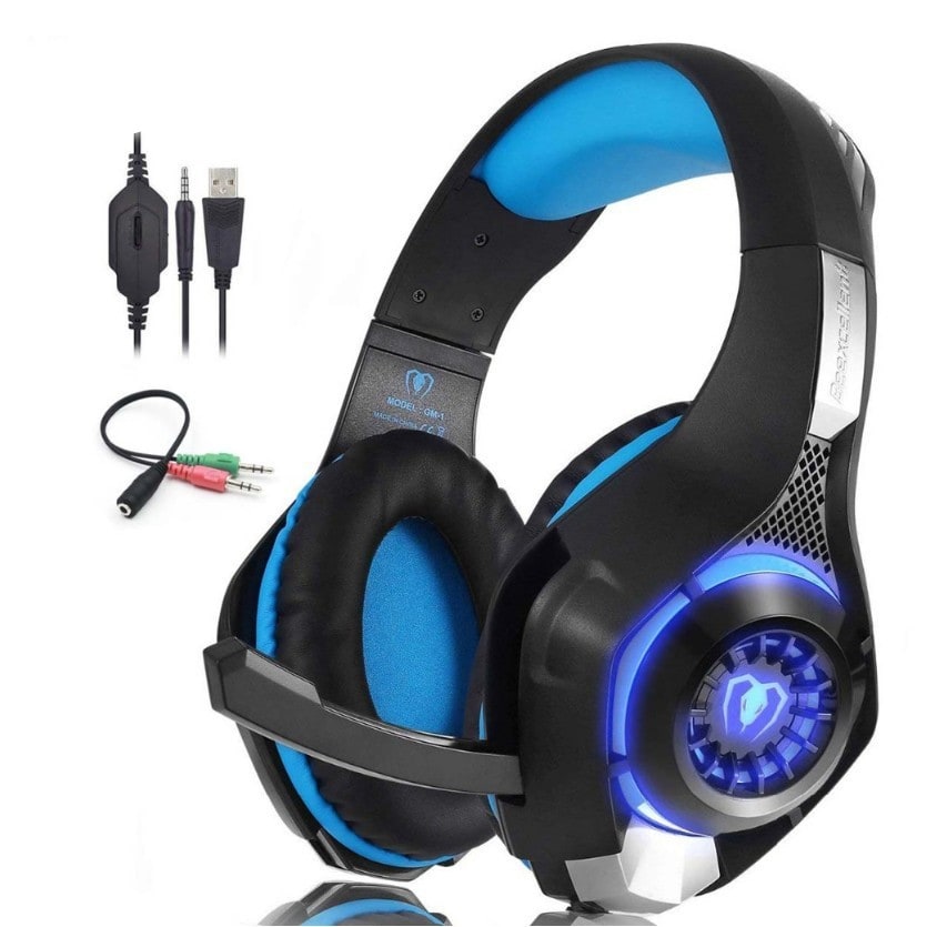 Gaming Headphones with Mic and LED Lights Wired Over-Ear Headset with Microphone and USB Power - Image 2