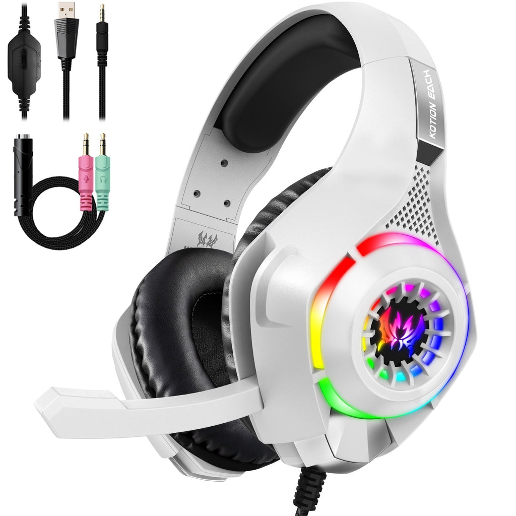Gaming Headphones with Mic and LED Lights Wired Over-Ear Headset with Microphone and USB Power - Image 5