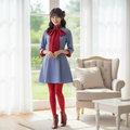 Girls' Halloween Anime Cosplay Costume Dress with Bow Tie and Red Collar for Police Officer Party - Image 2