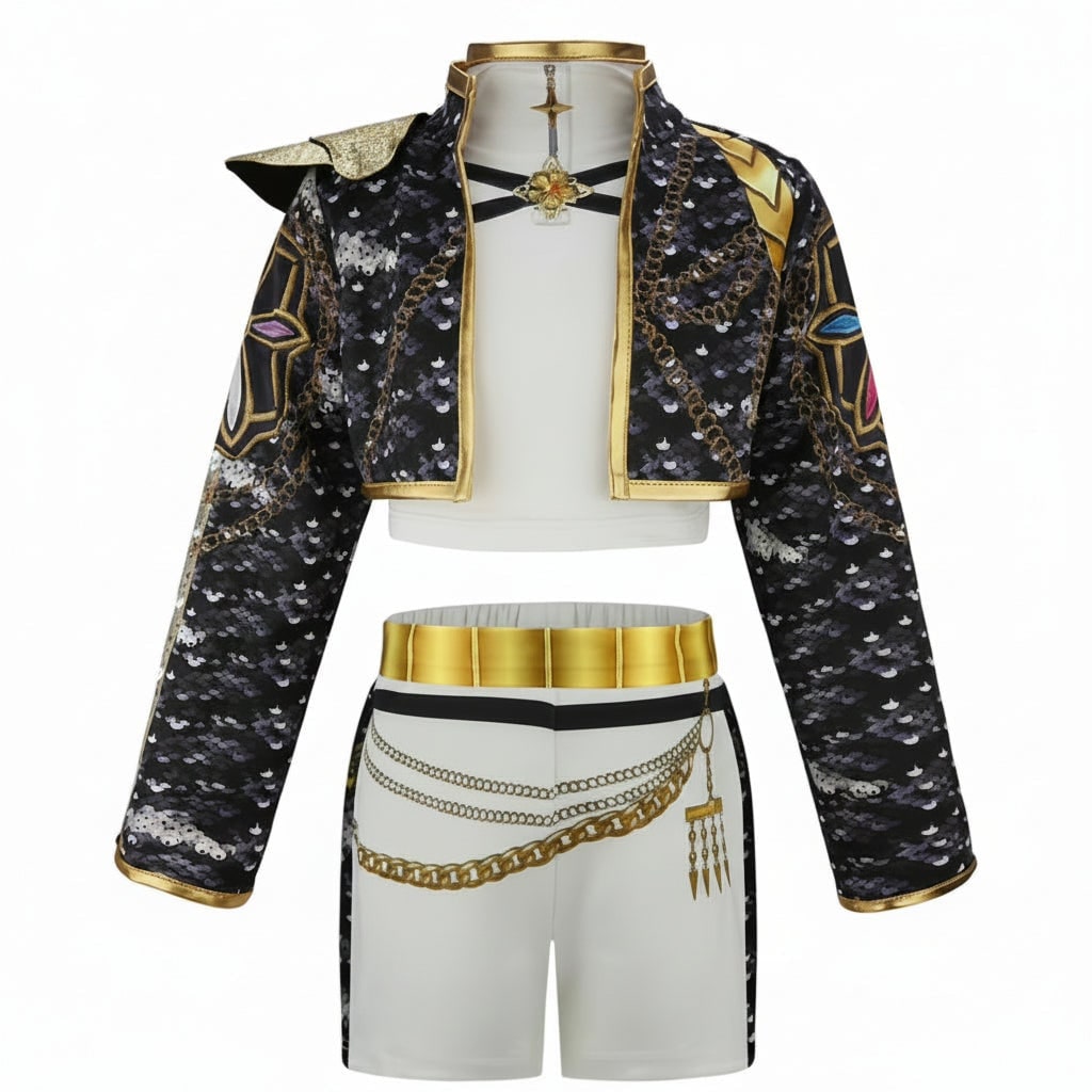 Girls' Halloween Dance Costume and Belly Dancer Two-Piece Stage Performance Set Wear Solution - Image 4