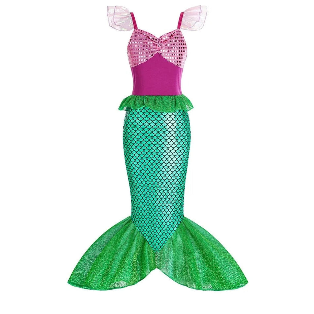 Girls' Halloween Mermaid Costume Dress with Sequin Accessories for Dress-Up Party - Image 9