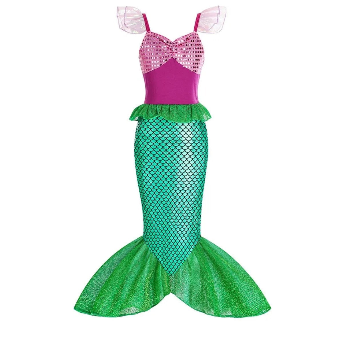 Girls' Halloween Mermaid Costume Dress with Sequin Accessories for Dress-Up Party - Image 9