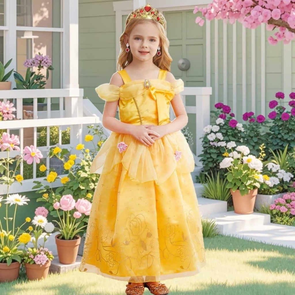 Girls' Halloween Princess Costume and Dresses with Accessories Complete Dress Up Set - Image 1