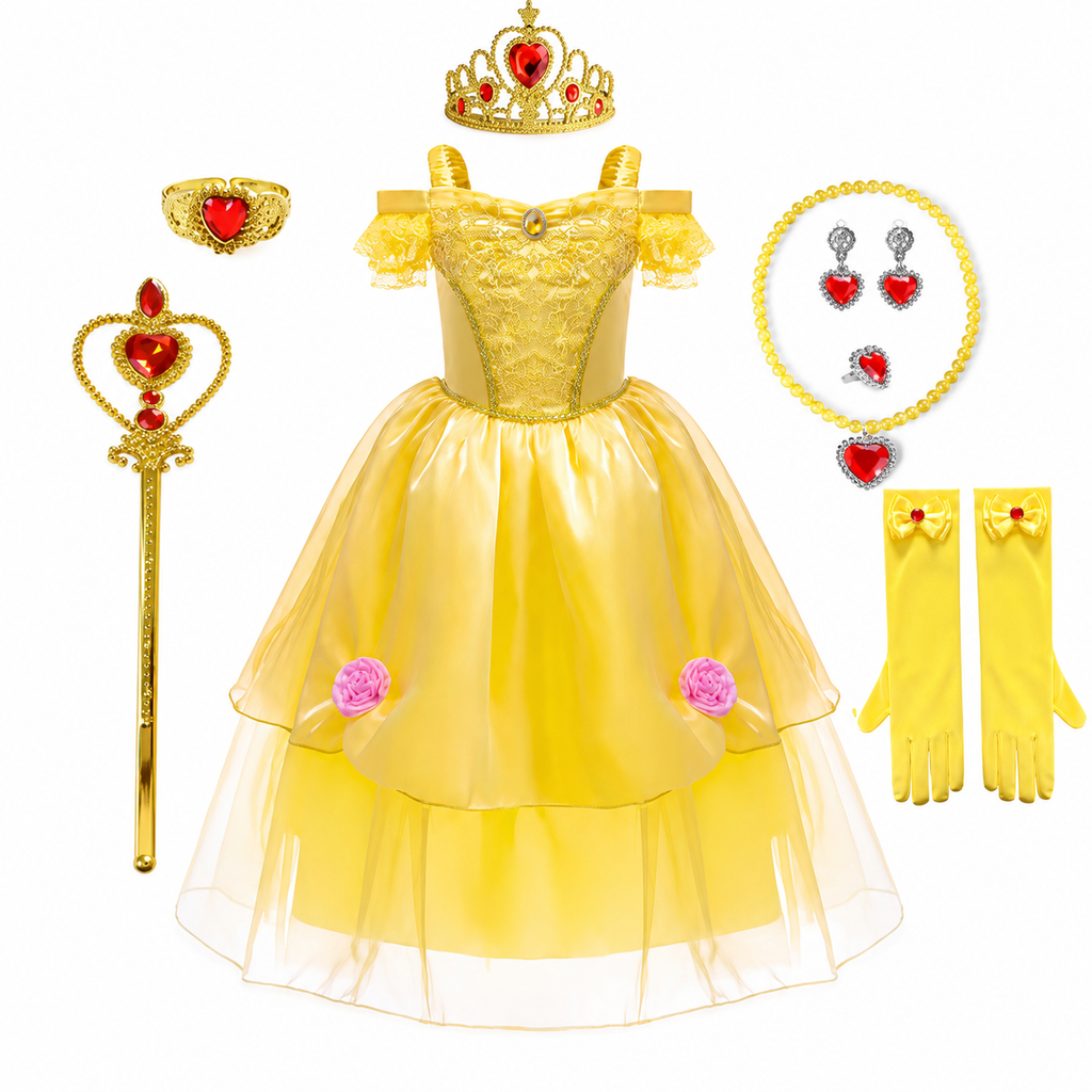 Girls' Halloween Princess Costume and Dresses with Accessories Complete Dress Up Set - Image 10