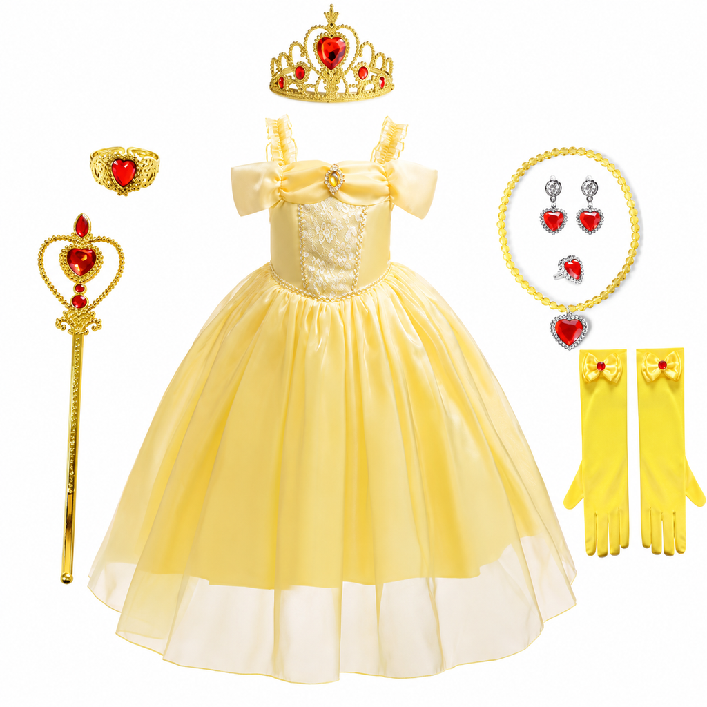 Girls' Halloween Princess Costume and Dresses with Accessories Complete Dress Up Set - Image 11