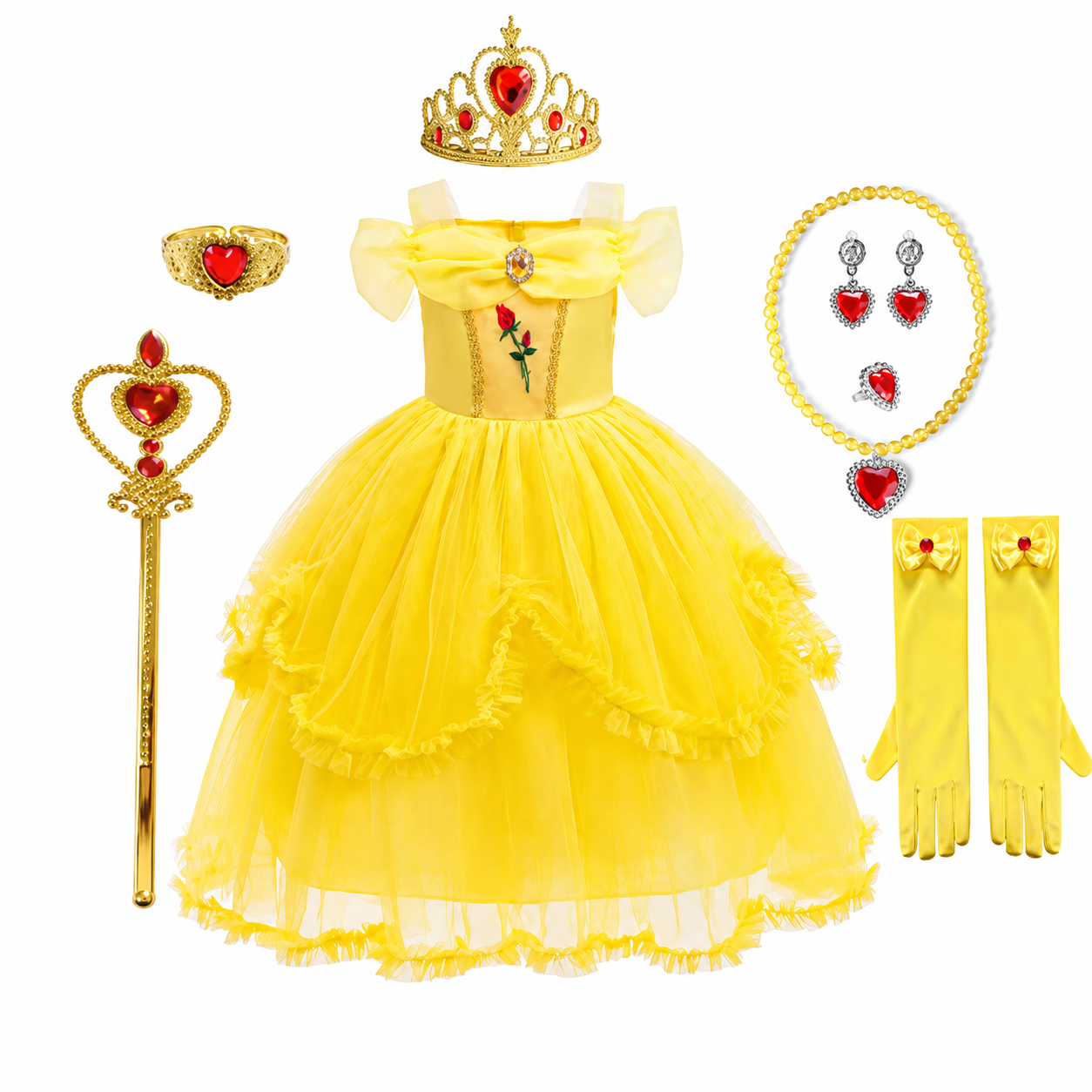 Girls' Halloween Princess Costume and Dresses with Accessories Complete Dress Up Set - Image 12