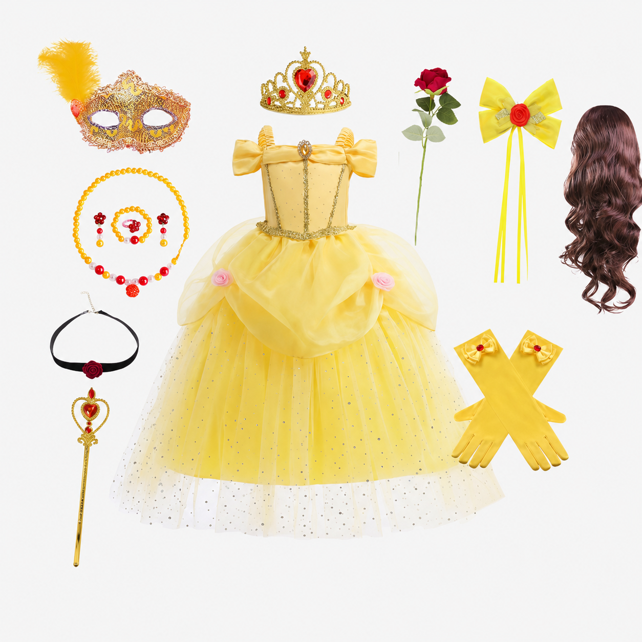 Girls' Halloween Princess Costume and Dresses with Accessories Complete Dress Up Set - Image 13