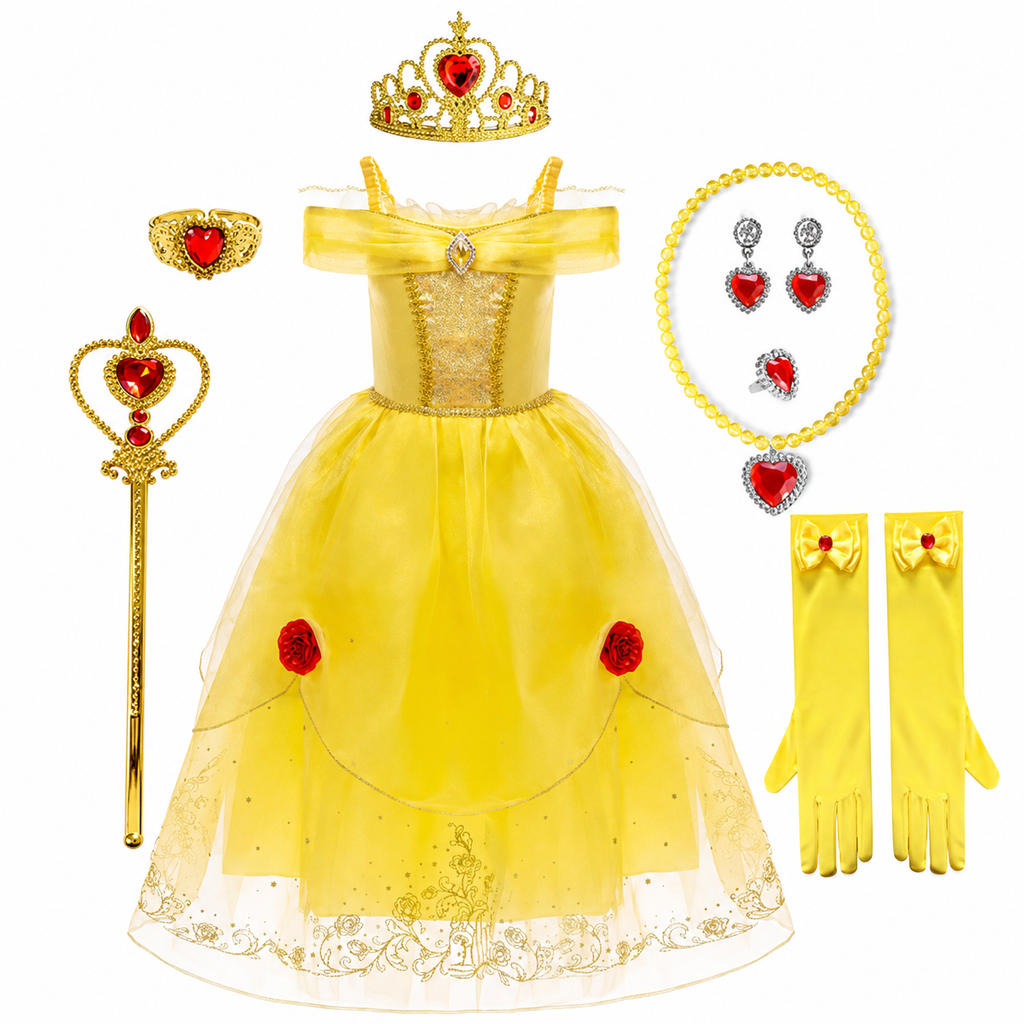 Girls' Halloween Princess Costume and Dresses with Accessories Complete Dress Up Set - Image 14