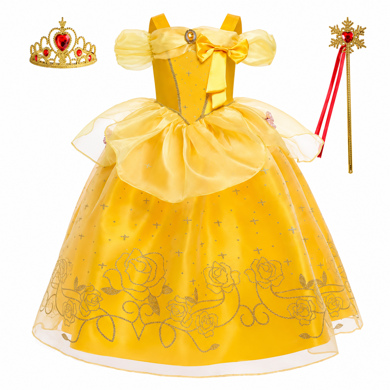 Girls' Halloween Princess Costume and Dresses with Accessories Complete Dress Up Set - Image 15