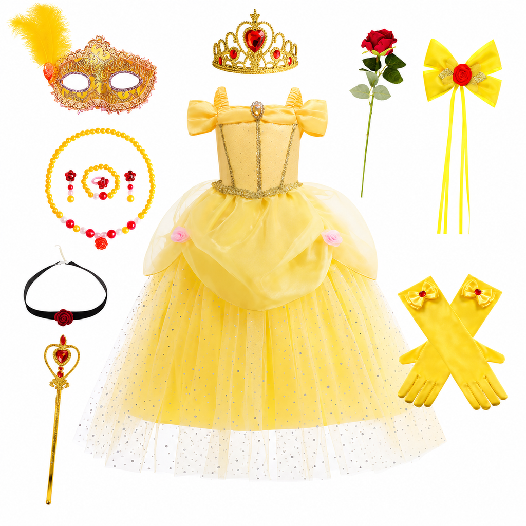 Girls' Halloween Princess Costume and Dresses with Accessories Complete Dress Up Set - Image 16