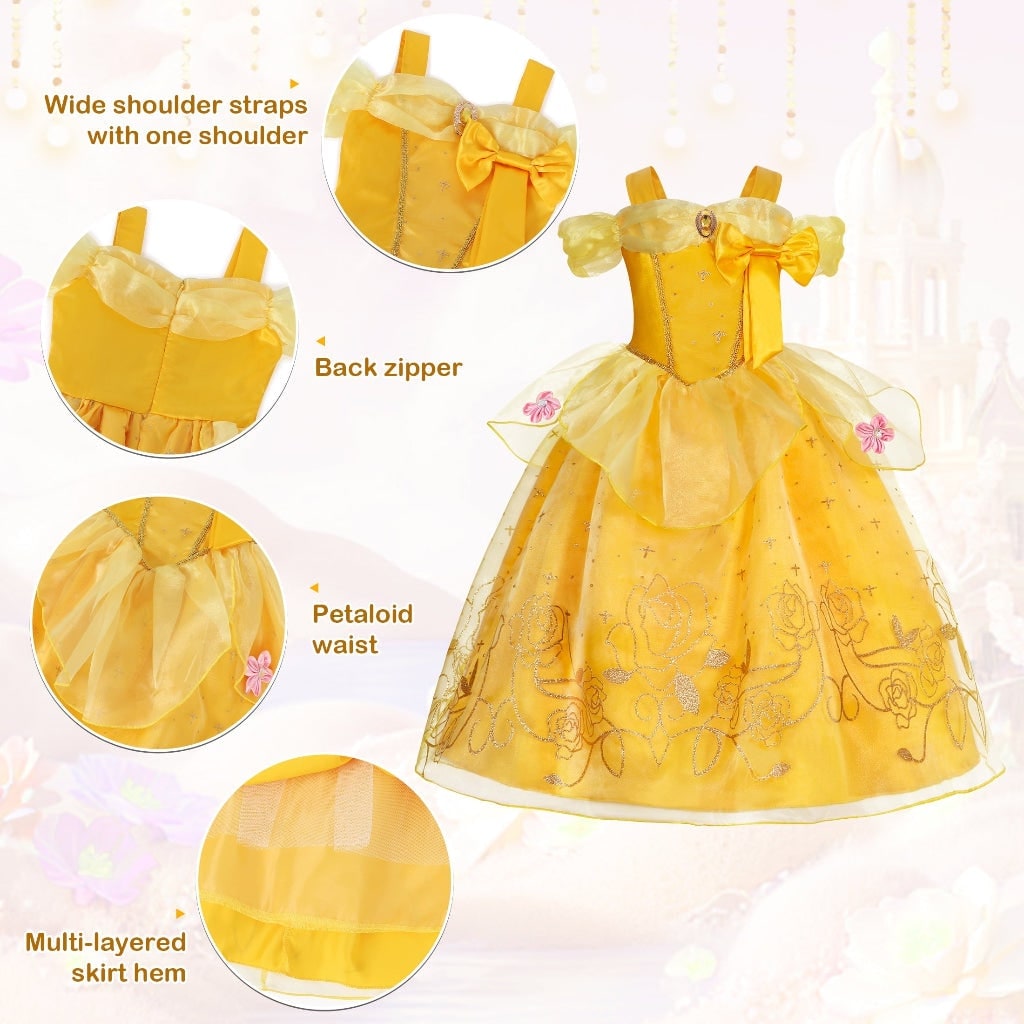 Girls' Halloween Princess Costume and Dresses with Accessories Complete Dress Up Set - Image 21