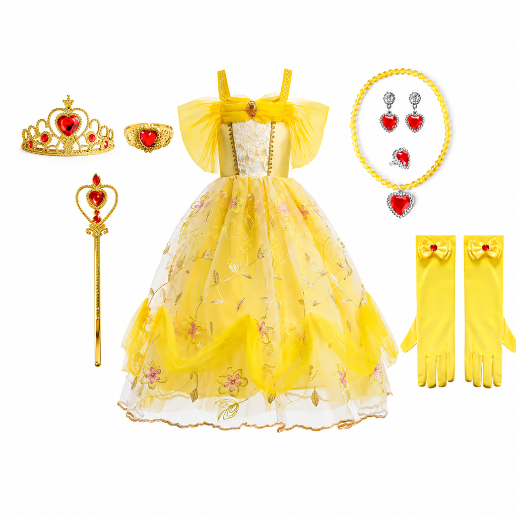 Girls' Halloween Princess Costume and Dresses with Accessories Complete Dress Up Set - Image 3