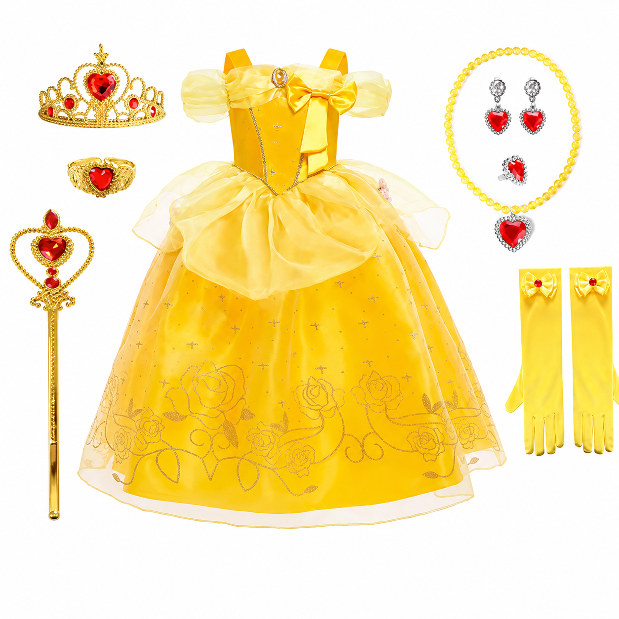 Girls' Halloween Princess Costume and Dresses with Accessories Complete Dress Up Set - Image 4