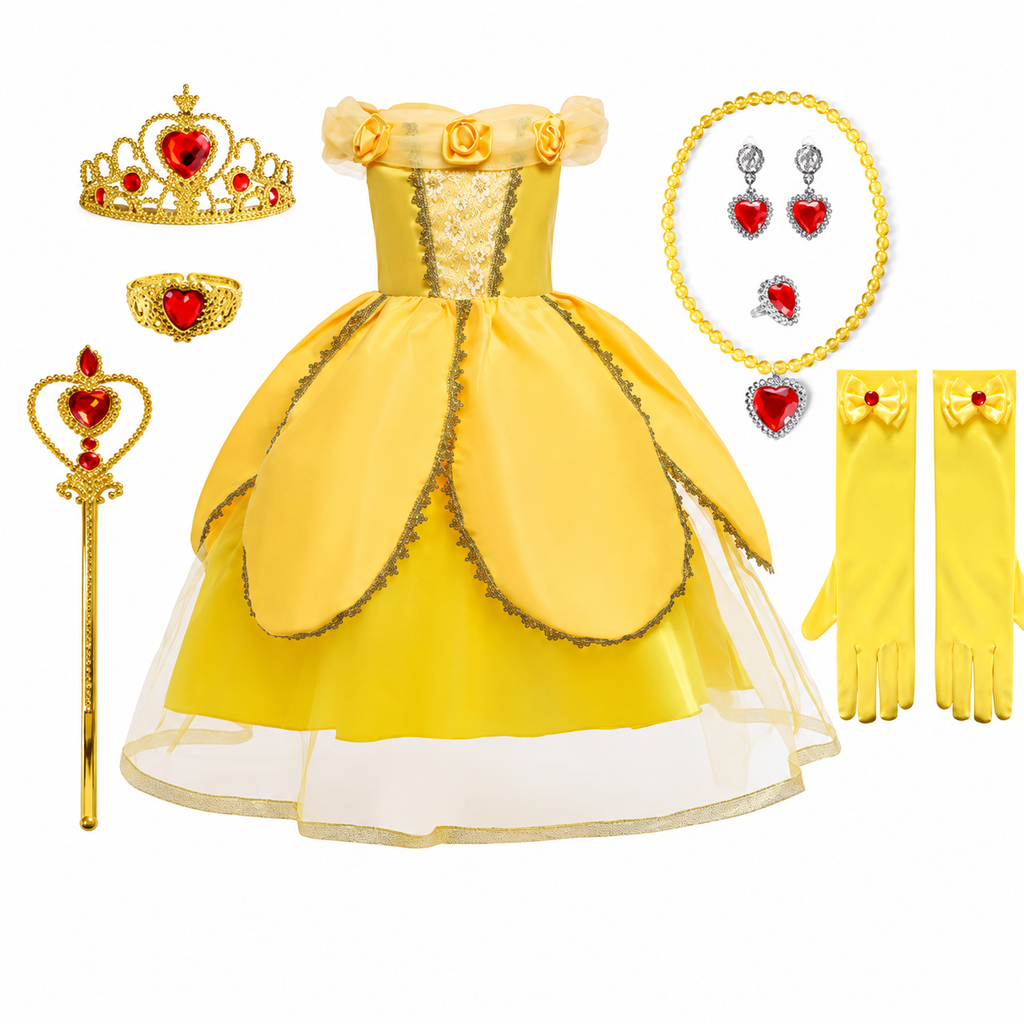 Girls' Halloween Princess Costume and Dresses with Accessories Complete Dress Up Set - Image 6