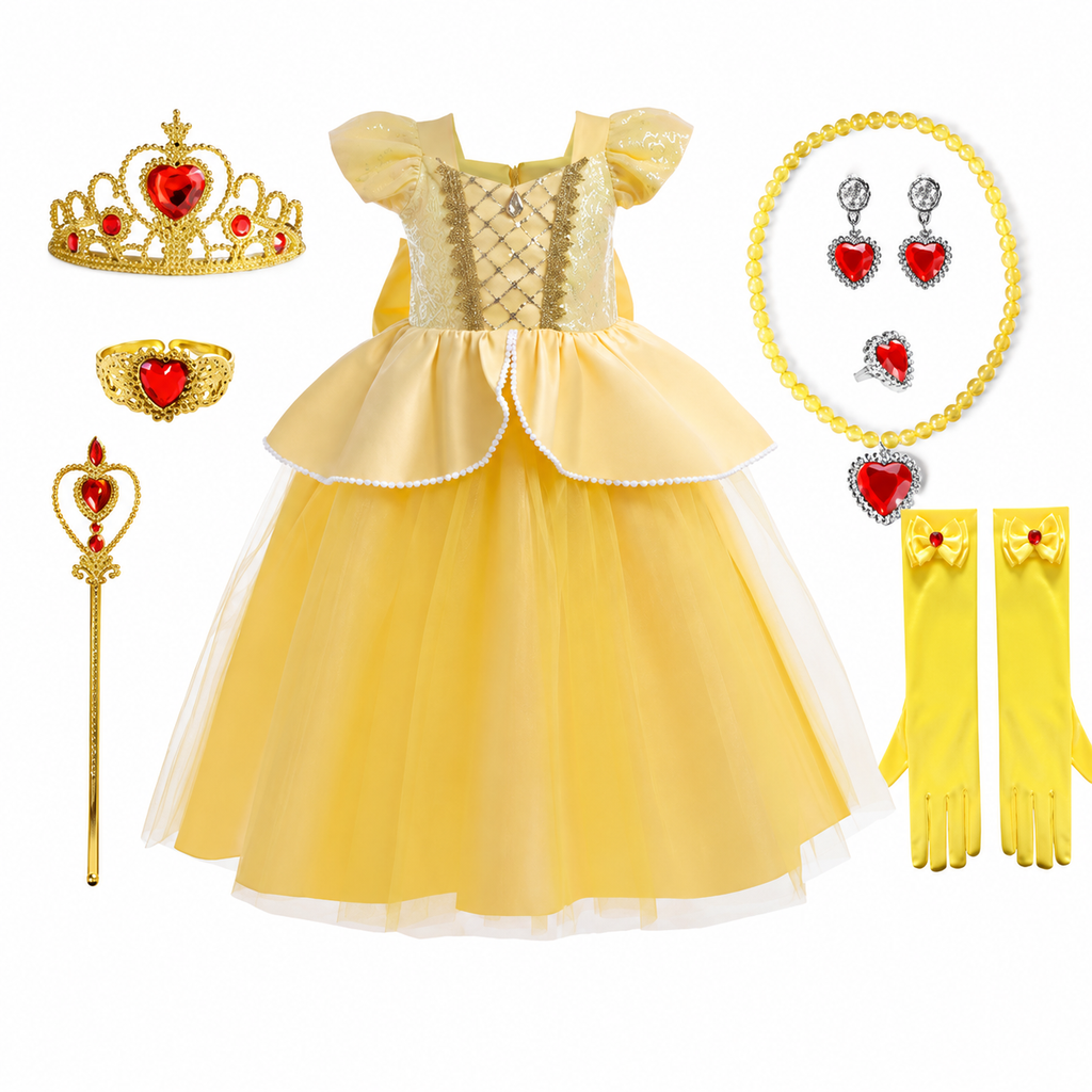 Girls' Halloween Princess Costume and Dresses with Accessories Complete Dress Up Set - Image 8
