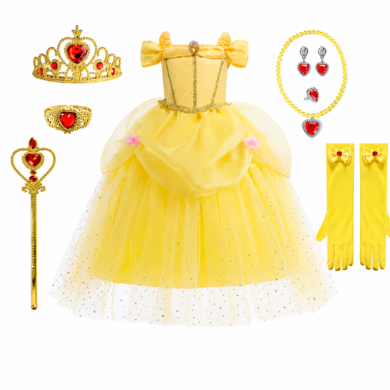 Girls' Halloween Princess Costume and Dresses with Accessories Complete Dress Up Set - Image 9