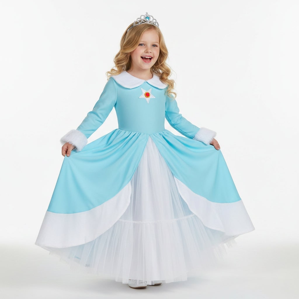 Girls' Halloween Princess Costume and Dresses with Crown Wand - Image 1