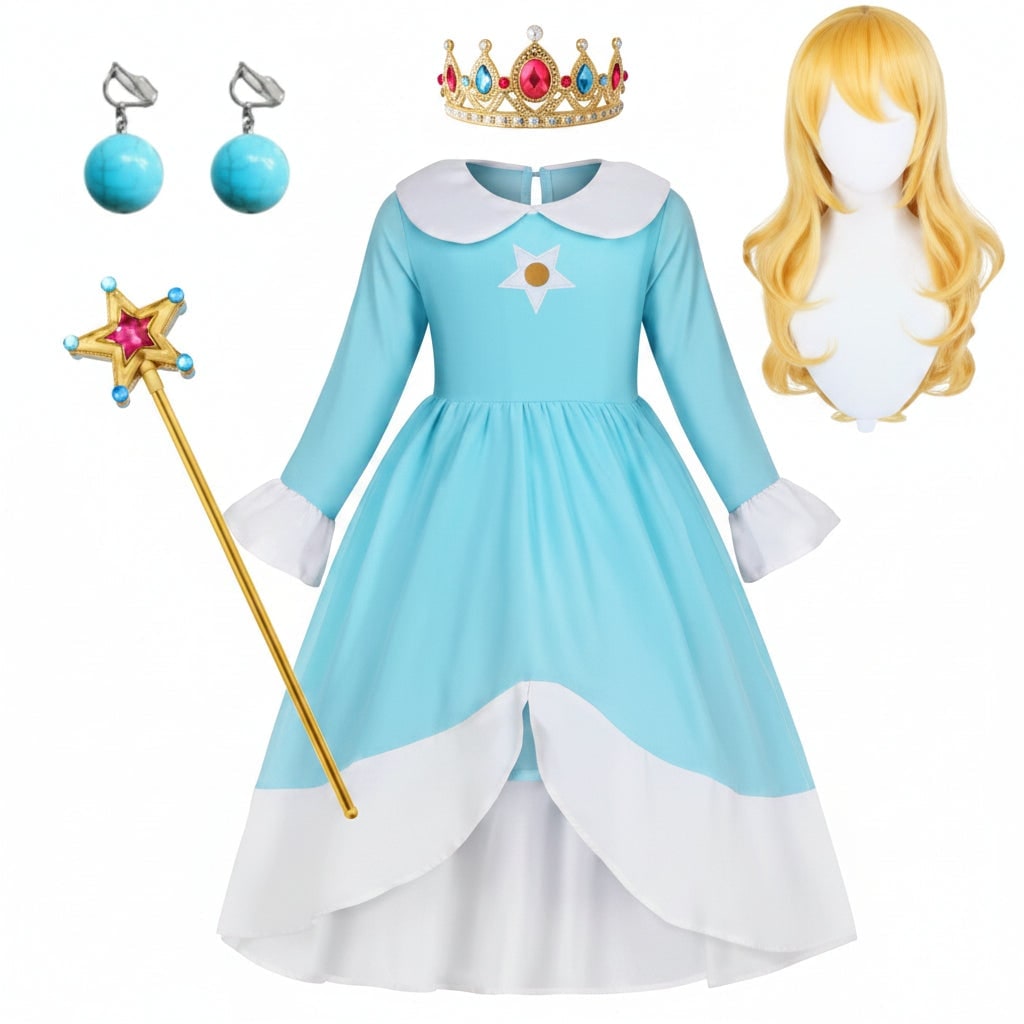 Girls' Halloween Princess Costume and Dresses with Crown Wand - Image 4