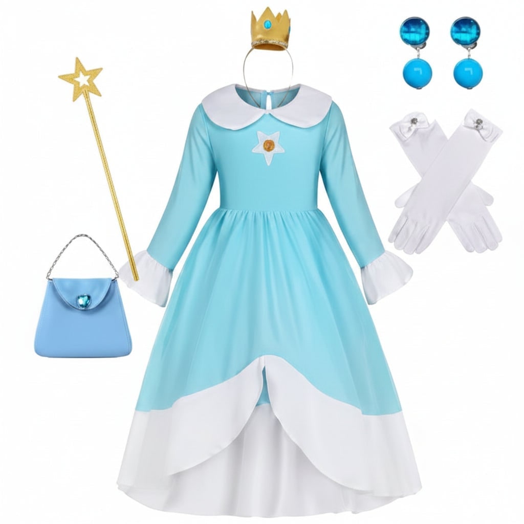 Girls' Halloween Princess Costume and Dresses with Crown Wand - Image 5