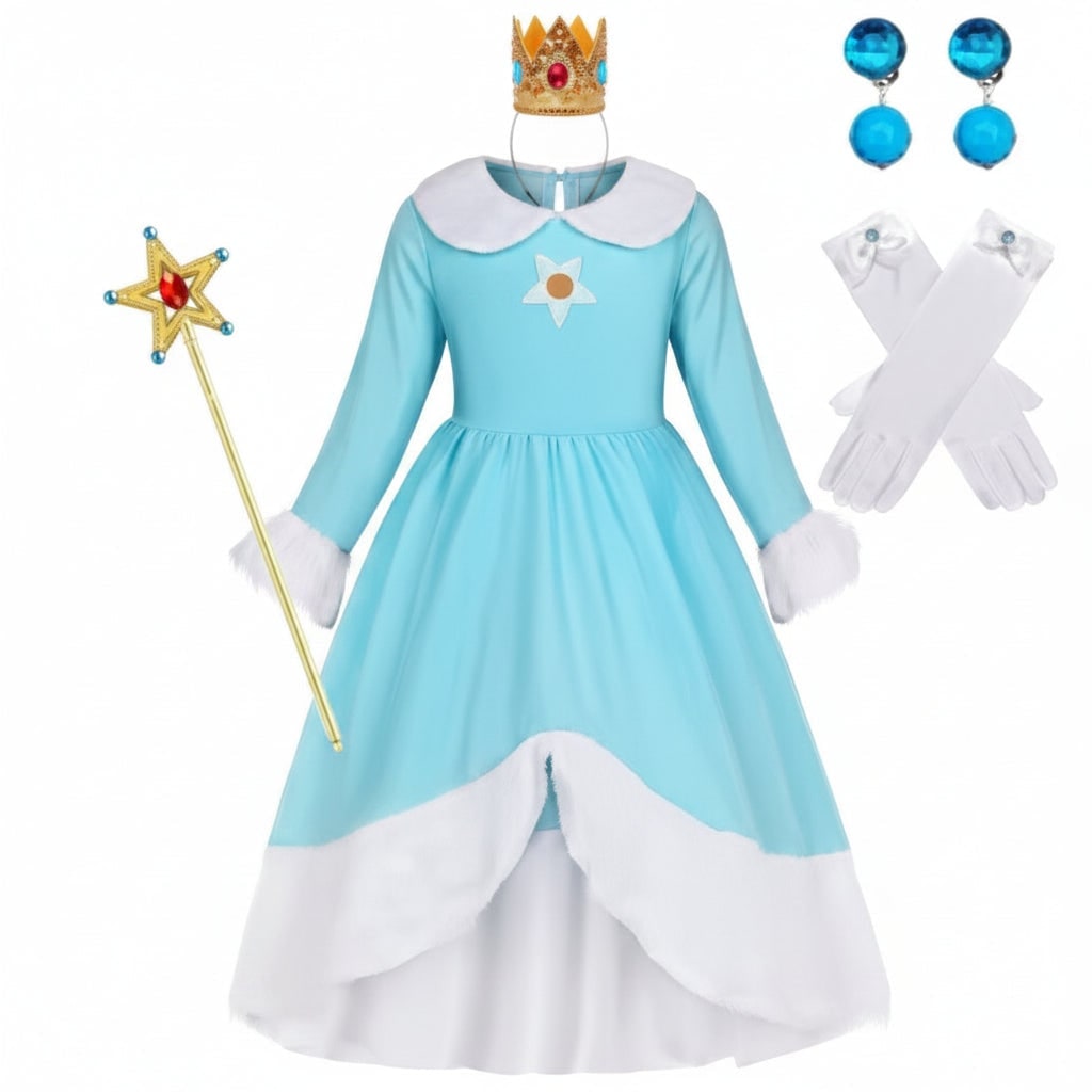 Girls' Halloween Princess Costume and Dresses with Crown Wand - Image 6