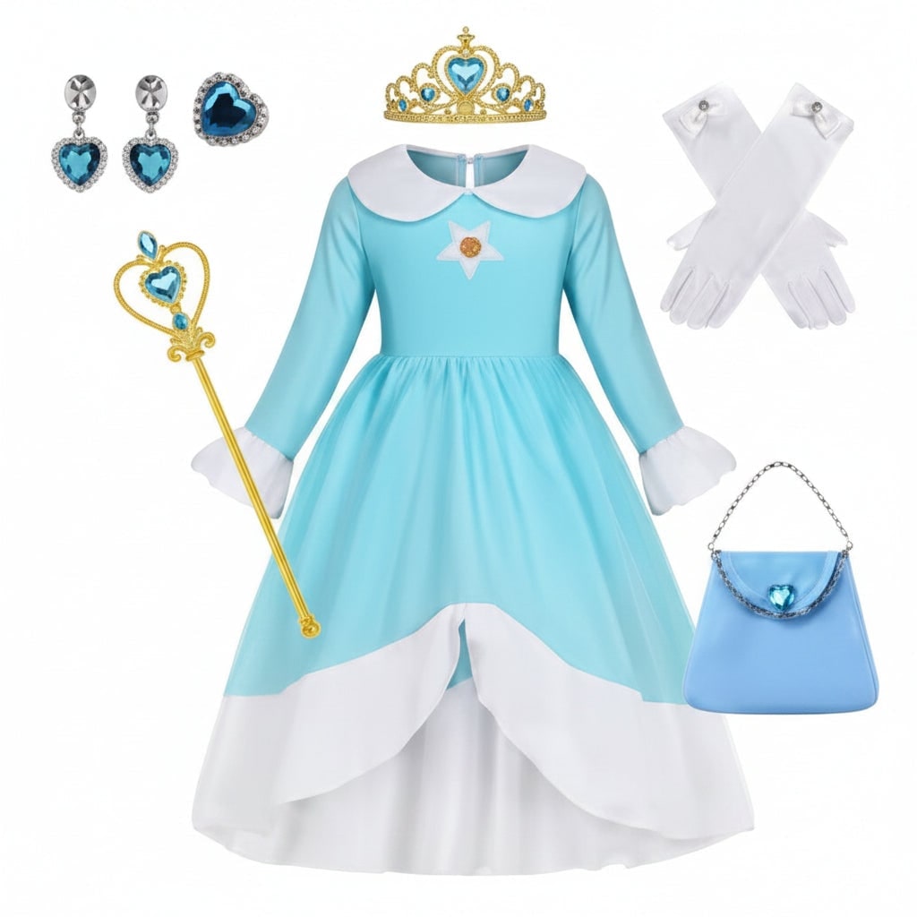Girls' Halloween Princess Costume and Dresses with Crown Wand - Image 7