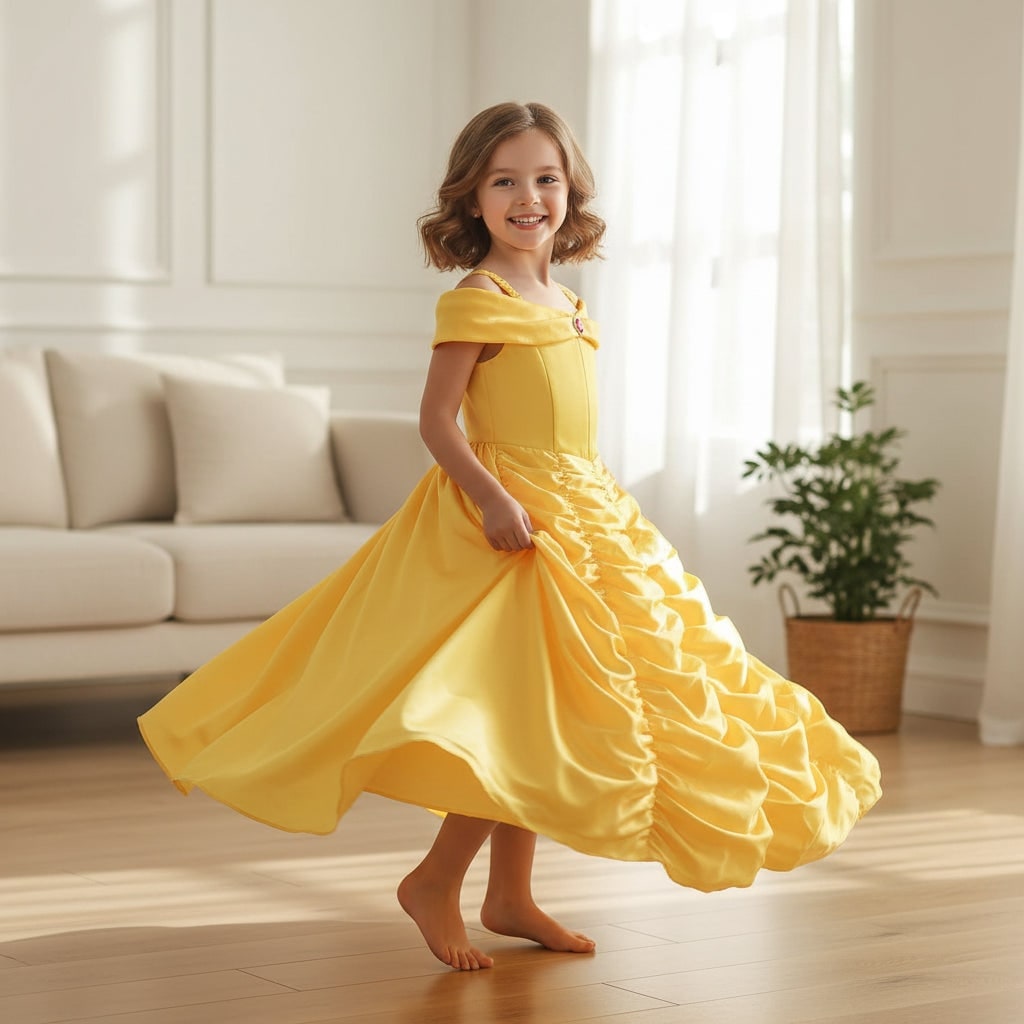 Girls' Halloween Princess Costume Ball Gown Dress with Off-Shoulder Neckline and Accessories - Image 1