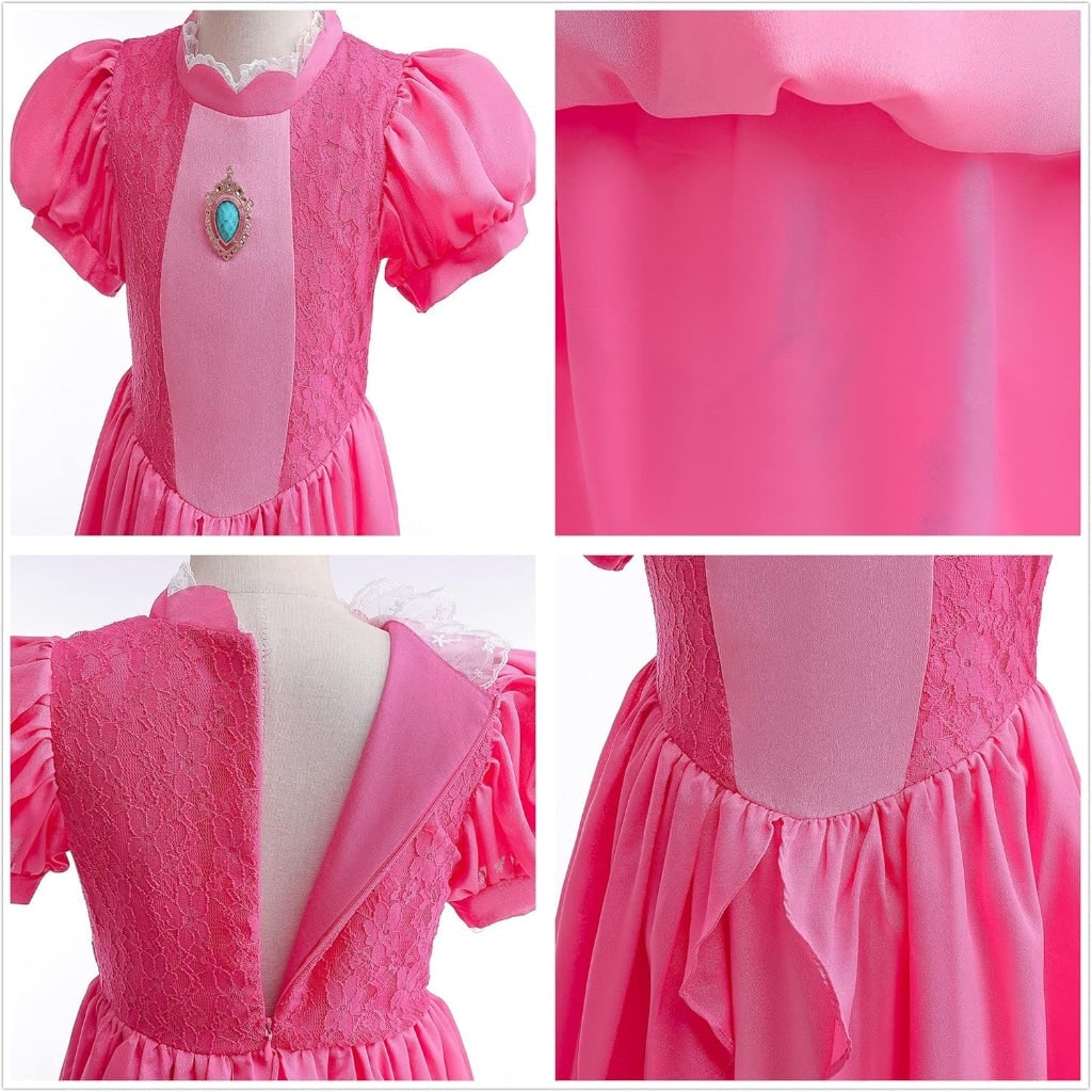 Girls' Halloween Princess Costume Dress with Crown Wand Gloves and Accessories for Party - Image 10