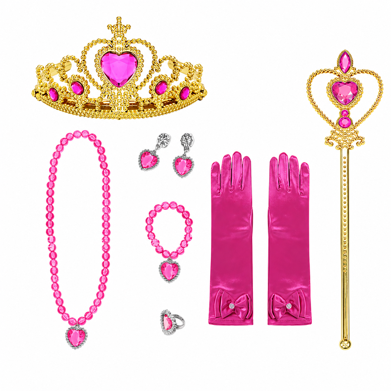 Girls' Halloween Princess Costume Dress with Crown Wand Gloves and Accessories for Party - Image 2
